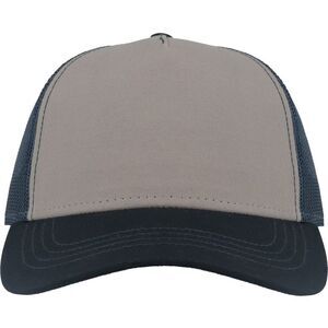 Atlantis Unisex Adult Rapper 5 Panel Canvas Recycled Trucker Cap / Gray/Navy